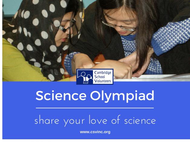 Image of Science Olympiad program with two students bent over a project.